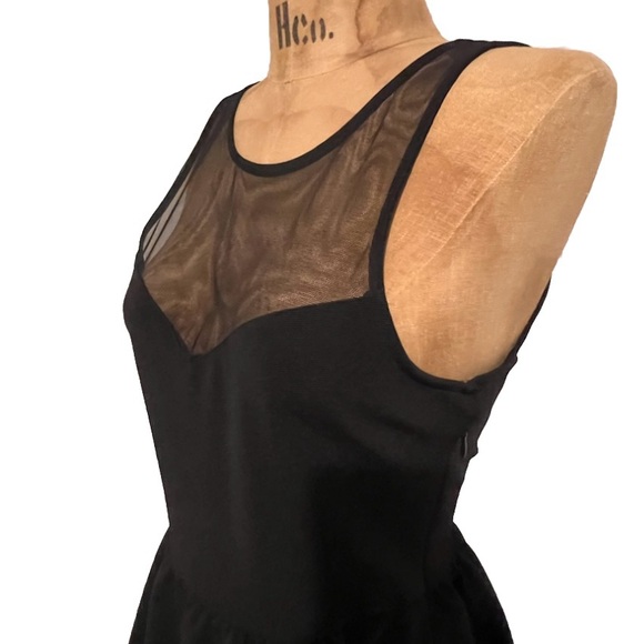 Lush Black Mesh Panel Cutout Back Mini Dress NWOT S - Picture 2 of 7